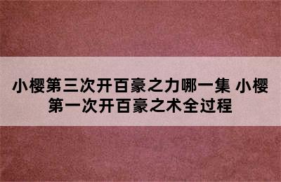 小樱第三次开百豪之力哪一集 小樱第一次开百豪之术全过程